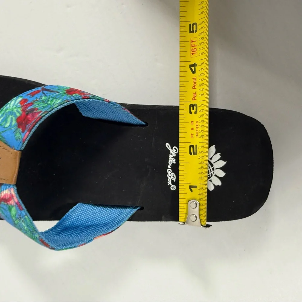 Yellow Box Flip Flops Blue with Pink Flamingos Size 7 1/2 7.5 Sandals Tropical - Picture 13 of 15